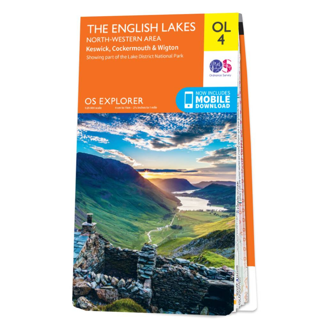 OS Map of The Lake District: North-western area: Explorer OL4